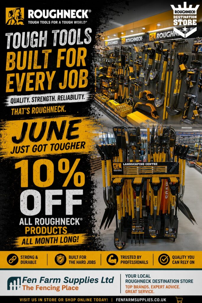 Roughneck tools display with 10% off promotion