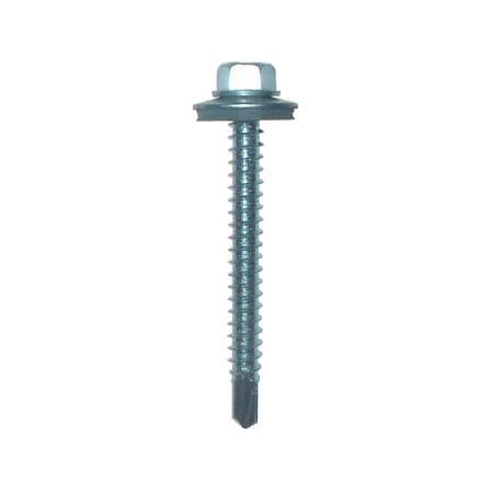 Galvanised self-drilling roofing screw with washer
