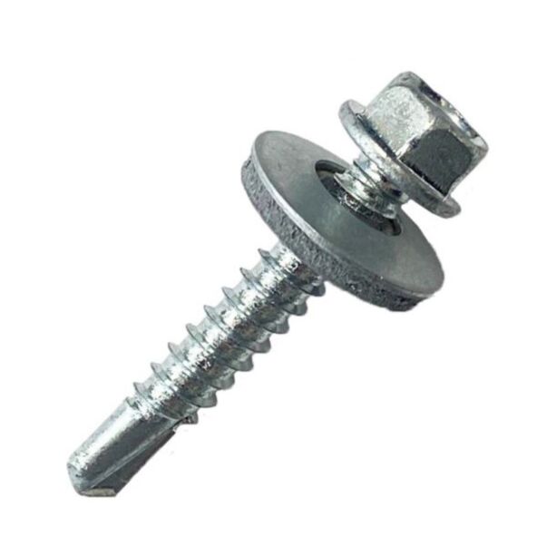 Hex-head self-drilling screw with bonded washer