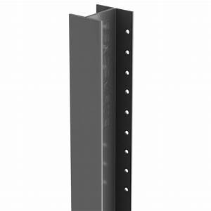 Black steel rack upright with mounting holes