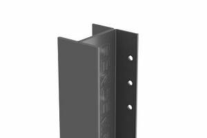 Black metal mounting bracket with three screw holes