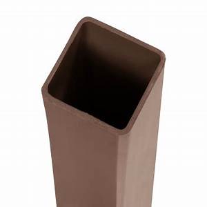 Close-up of brown square hollow metal post