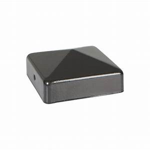 Glossy black square plastic cap with sloped top