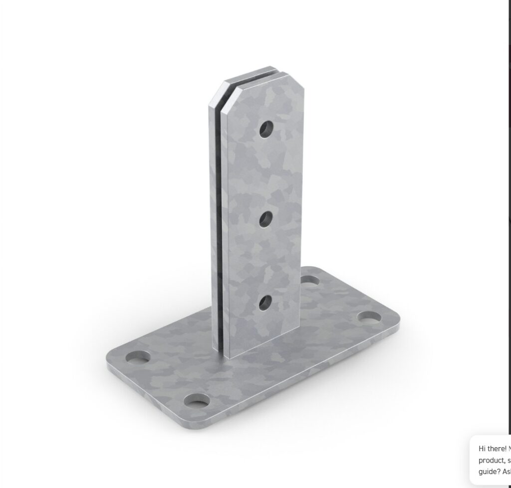 Galvanised steel base bracket with upright slotted plates