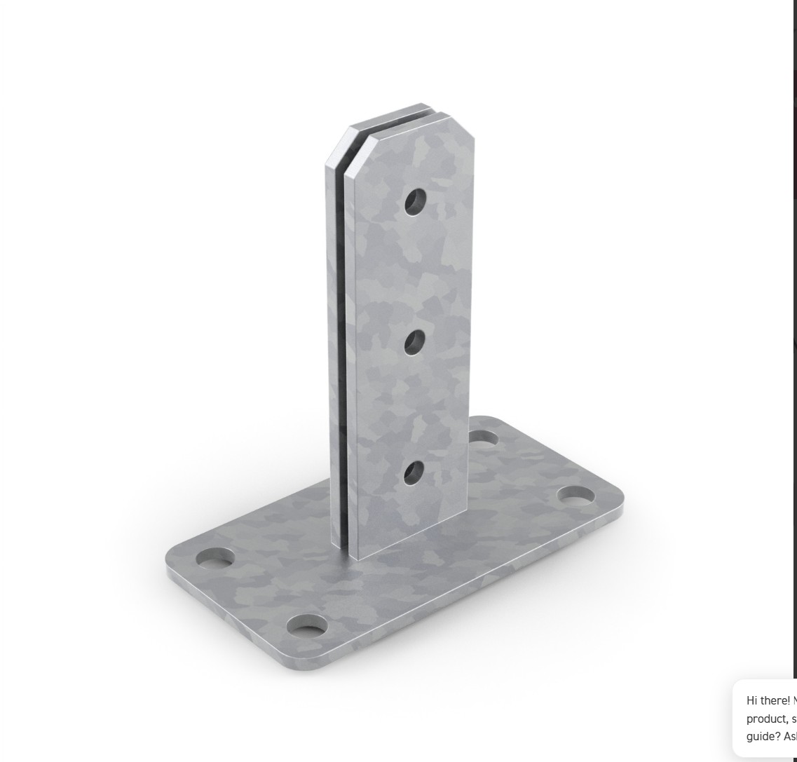 Galvanised steel base bracket with upright slotted plates