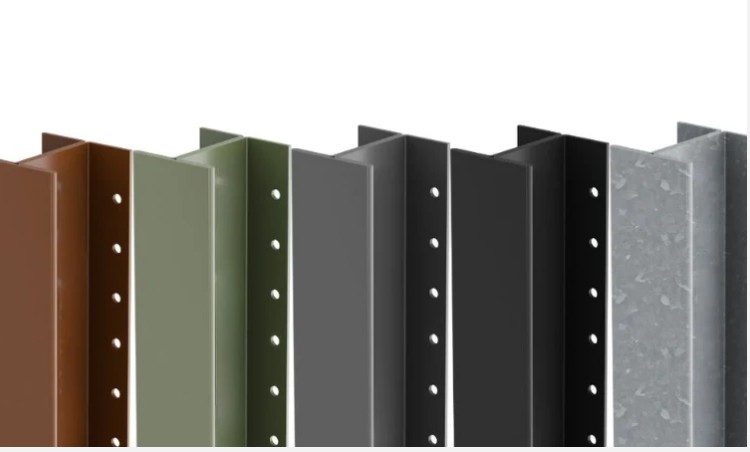 Coloured and galvanised steel channel sections with perforated flanges
